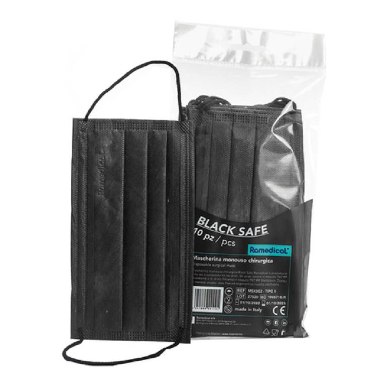 MASCHERINA CHIR NERO 10PZ
